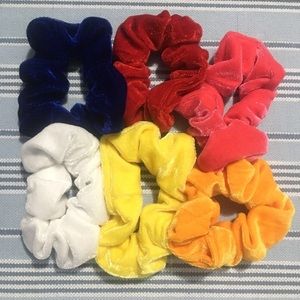 six velvet scrunchies